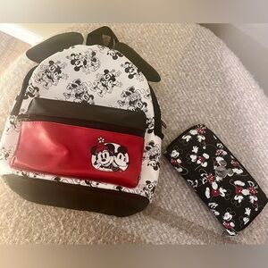 Like New Disney Mickey Minnie Mouse Backpack with Wallet Set